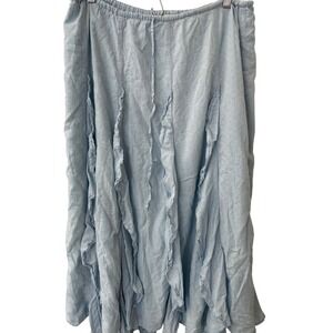 American Eagle Light Blue Ruffle Maxi Skirt Fairycore whimsical Boho Women L